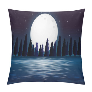 Personality  A Silhouette Night Forest Scene Illustration Pillow Covers