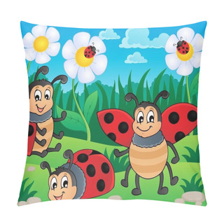 Personality  Image With Ladybug Theme 2 Pillow Covers