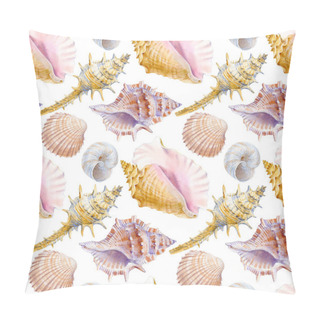 Personality  Marine Seamless Patern Of Sea Shells. Watercolor Illustration For Textile, Greeting Cards, Invitations And Other Printing And Web Projects. Pillow Covers