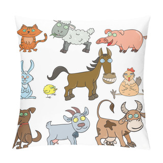 Personality  Farm Animals Doodle Icon Set Pillow Covers