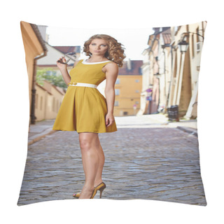 Personality  Young Fashion Woman In Old City Pillow Covers