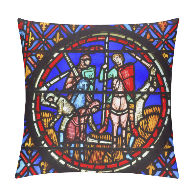 Personality  Knights Peasants Stained Glass Sainte Chapelle Paris France pillow covers