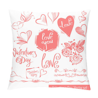 Personality  A Collection Of Hand-drawn Sketches For Valentines Day. Beautiful Heart. Pillow Covers