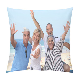 Personality  Group Of Senior On The Beach Pillow Covers