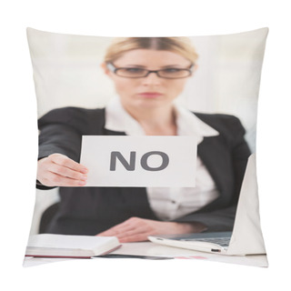 Personality  Woman In Formal Wear Saying No Pillow Covers