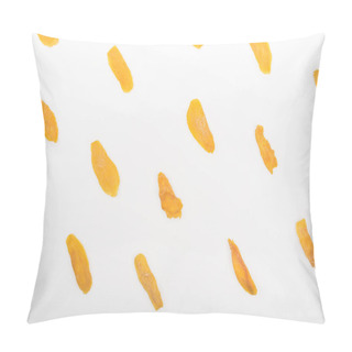 Personality  Top View Of Dried Mango Slices Isolated On White Pillow Covers
