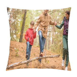 Personality Family Walking In Autumn Forest Pillow Covers