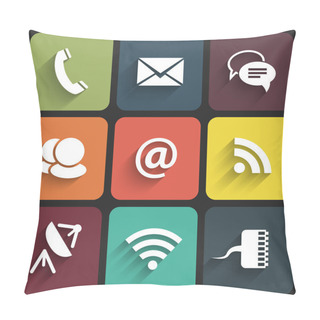 Personality  Modern Communication Signs And Icons In Flat Design With Shadows Pillow Covers