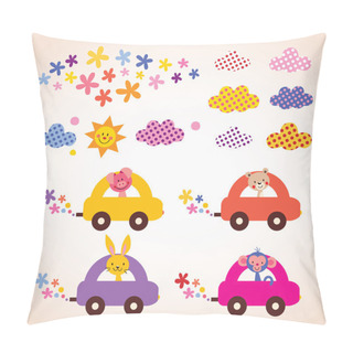 Personality  Cute Animals Driving Cars Pillow Covers