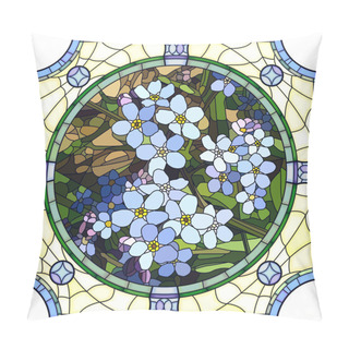 Personality Vector Illustration Of Flower Blue Forget-me-not. Pillow Covers