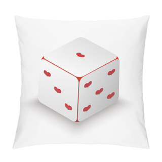 Personality  Vector Illustration Of Dice With Red Hearts. Pillow Covers