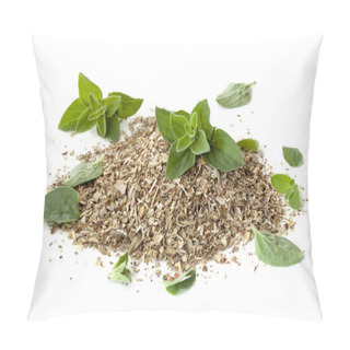 Personality  Oregano Fresh And Dried Isolated On White Pillow Covers
