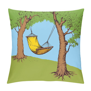 Personality  Hammock On Tree. Vector Illustration Pillow Covers