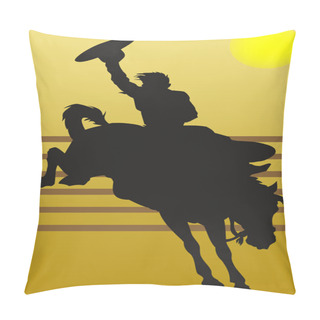 Personality  Illustration Of A Cowboy Riding His Horse Pillow Covers