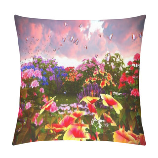 Personality  Summer Wildflowers On Meadow 3d Rendering Pillow Covers