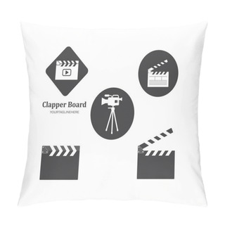 Personality  Clapperboard Movie Icon Of Industry Movie And Movie Festival Vec Pillow Covers