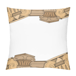 Personality  Vector Antique Greek Amphoras And Columns. Black And White Engraved Ink Art. Frame Border Ornament Square. Pillow Covers