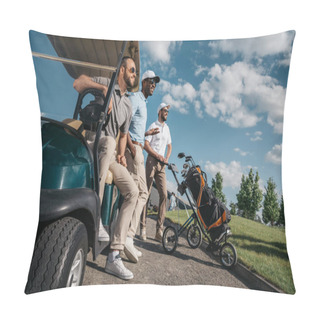 Personality  Men Standing Near Golf Cart Pillow Covers