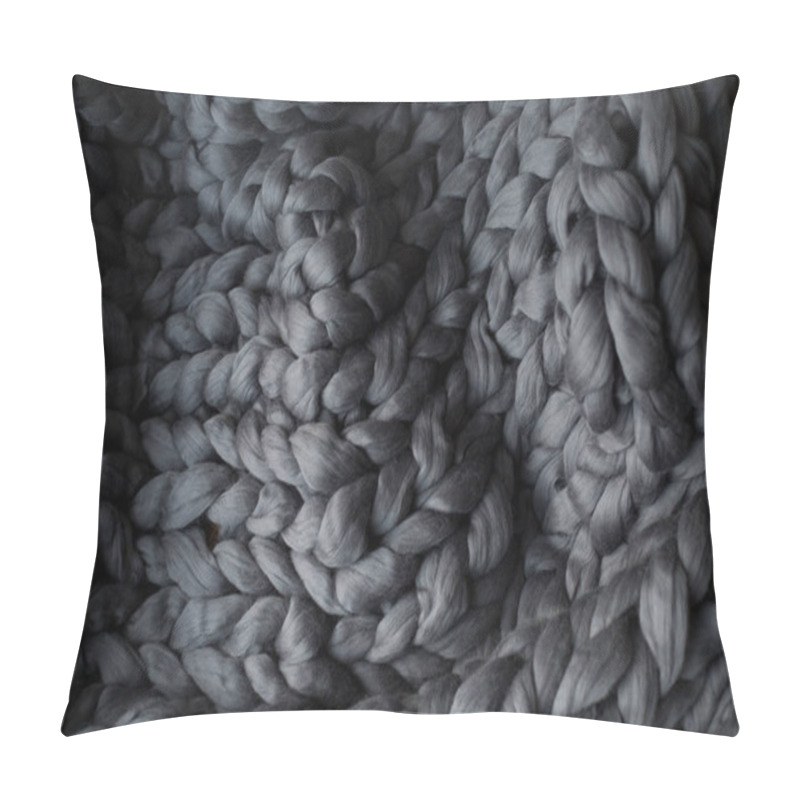 Personality  Close-up gray knitted blanket, merino wool background pillow covers