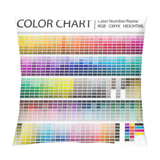 Personality  Color Chart. Print Test Page. Color Numbers Or Names. RGB, CMYK, Pantone, HEX HTML Codes. Vector Color Palette. Pillow Covers