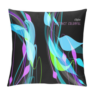 Personality  Colorful Shaped Concept Scene Vector Abstract Wallpaper On A Black Backgrounds Pillow Covers