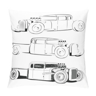 Personality  Vintage Hot Rod Car Sketch Pillow Covers