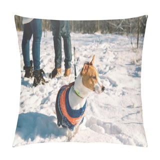 Personality  Couple Walking With Cute Pet Dog  Pillow Covers