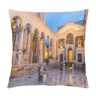 Personality  SPLIT, CROATIA - MAY 26, 2019: Peristil, Ancient Colonnade In Split, Croatia Pillow Covers