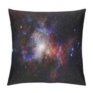 Personality  Cosmic Landscape, Colorful Science Fiction Wallpaper With Endless Outer Space. Pillow Covers