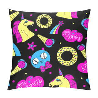 Personality  Seamless Black Pattern With Pony Pillow Covers