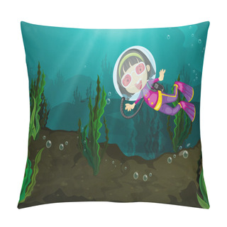 Personality  Diving Girl Pillow Covers