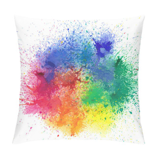 Personality  Background With Colorful Spots And Sprays On A White. Vector Illustration. Pillow Covers