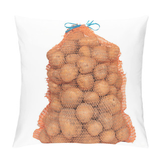 Personality  Sack Of Eco Fresh Raw Potatoes Isolated On White Background. Pillow Covers