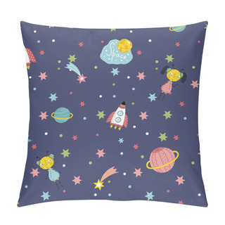 Personality  Space Travels Seamless Pattern Vector Cartoon Pillow Covers