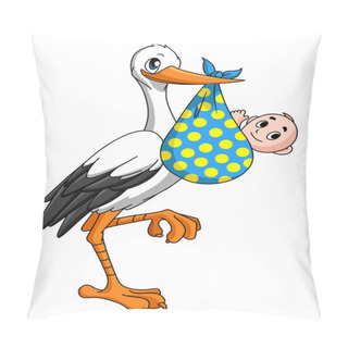 Personality  Stork With Newborn Baby Pillow Covers