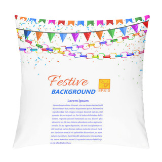 Personality  Festive Garland, Streamers And Flags Isolated On A White Backgro Pillow Covers
