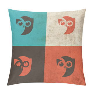 Personality  Owl Head Icon Art Illustration Pillow Covers