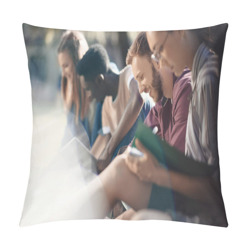 Personality  multicultural students studying together pillow covers