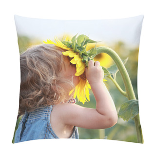Personality  Cute Child With Sunflower Pillow Covers