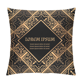 Personality  Luxury Background Vector. Golden Royal Pattern. Victorian Frame Design For Beauty Spa, Wedding Ceremony, Greeting Card, Anniversary Template, Menu Covering, Christmas And New Year Concepts. Pillow Covers