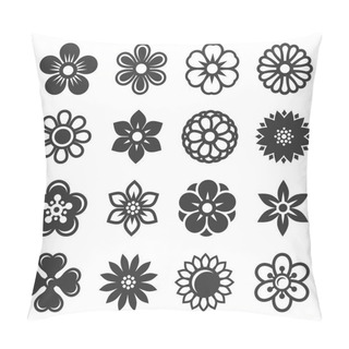 Personality  Flower Icons Set On White Background. Vector Pillow Covers