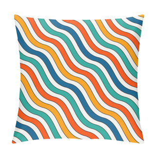 Personality  Bright Colors Diagonal Wavy Stripes Seamless Pattern. Vivid Repeated Lines Wallpaper With Classic Motif. Pillow Covers
