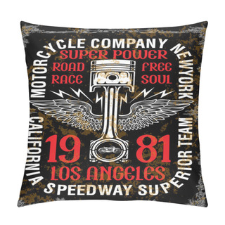 Personality  Motorcycle Vintage Logo Emblem T Shirt Design Pillow Covers