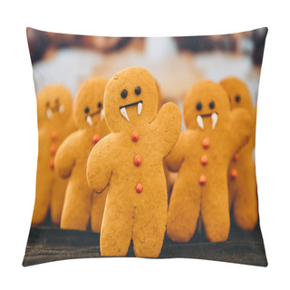 Personality  Scary Halloween Cookies, Selective Focus Decoration On The Black Background. Halloween Style Pillow Covers