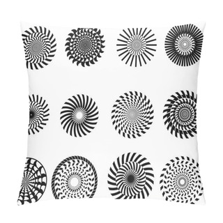 Personality  Vector Set Of Black Abstract Patterned Concentric Circles.  Geometrical Shape Pillow Covers