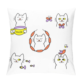 Personality  Funny Cats Illustration  Pillow Covers