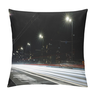 Personality  Long Exposure Of Lights On Road At Nighttime Near Buildings Pillow Covers
