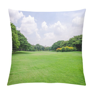 Personality  Green Grass Field With Tree Background Pillow Covers