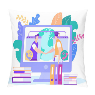 Personality  Passing Final Exam Remotely Vector Illustration Pillow Covers