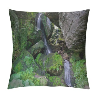 Personality  Lichtenhainer Waterfall In The Kirnitzsch Valley Near Bad Schandau At The Saxon Switzerland National Park In Germany Pillow Covers